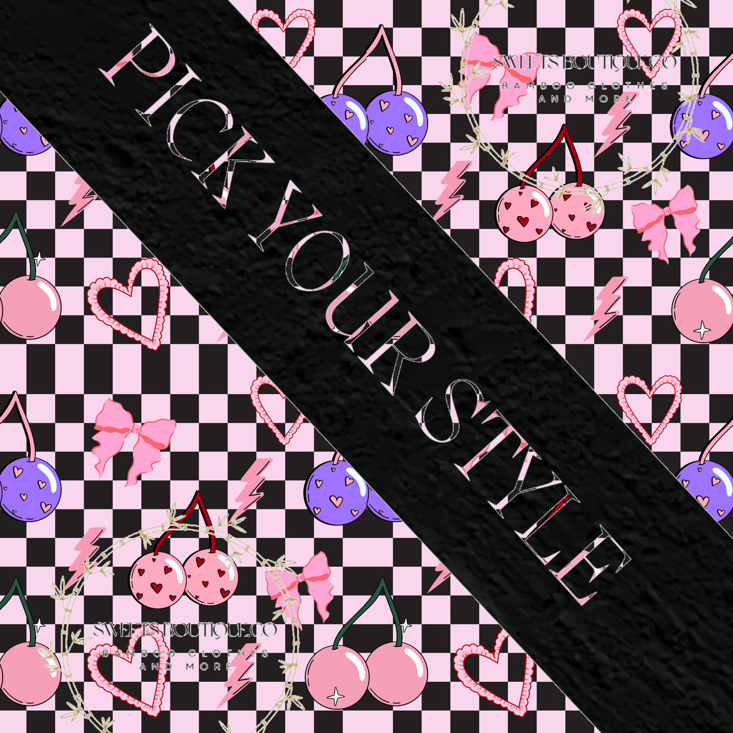 Pink & black cherry checks
